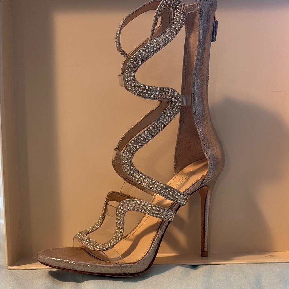 Vince Camuto Cream and Silver Stiletto Heels